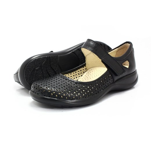 TANEX 558 CZARNE - Letnie wygodne buty z paskiem