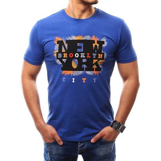 T-shirt męski z nadrukiem niebieski (rx2320)  Dstreet M 