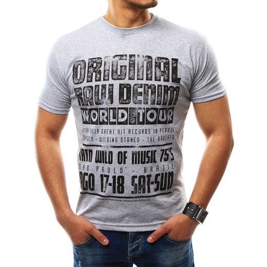 T-shirt męski z nadrukiem szary (rx2256) Dstreet  XL 