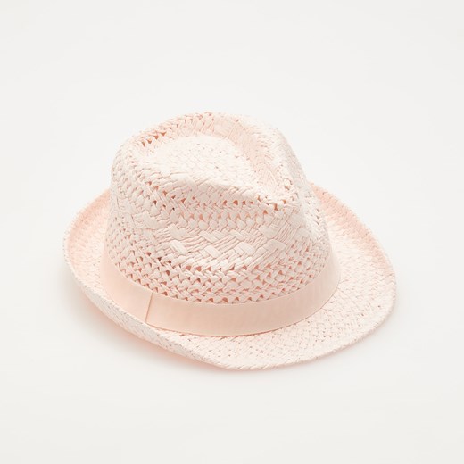 Reserved - Słomkowy kapelusz - Różowy bezowy Reserved S 