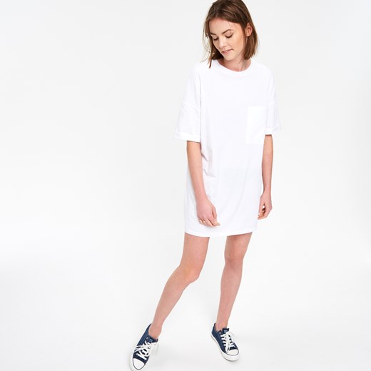 Cropp - Sukienka oversize z kieszenią - Biały  Cropp L 