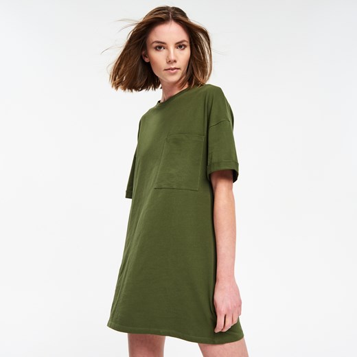 Cropp - Sukienka oversize z kieszenią - Zielony  Cropp M 