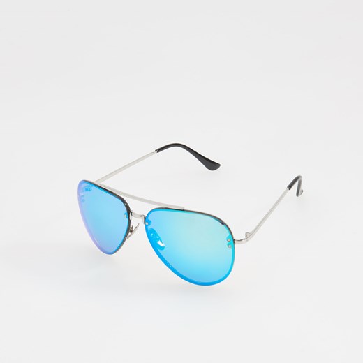 Reserved - Okulary przeciwsłoneczne - Srebrny turkusowy Reserved One Size 