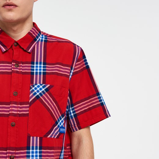 Cropp - Koszula z krótkim rękawem w kratę - Czerwony Cropp  XL 