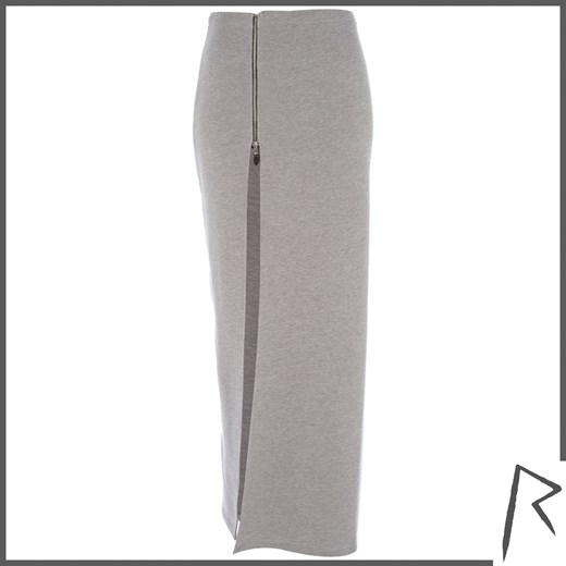 Grey Rihanna thigh split sweat maxi skirt
