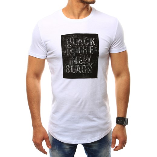 T-shirt męski z naszywką biały (rx2412) Dstreet  XL 