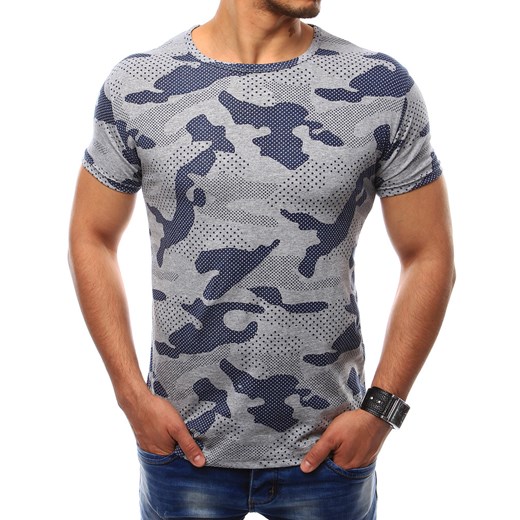 T-shirt męski z nadrukiem szaro-granatowy (rx2364)  Dstreet L 