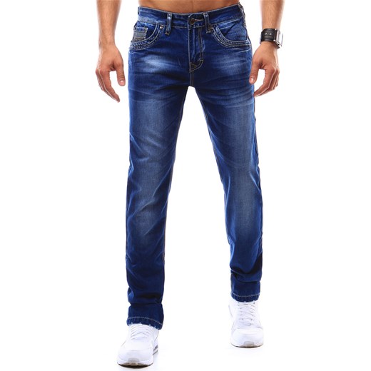 Spodnie jeansowe męskie niebieskie (ux0897) Dstreet granatowy  