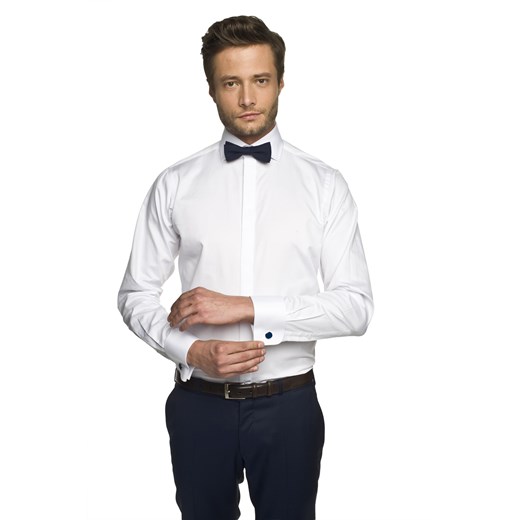 koszula neffes 1725 na spinki slim fit biały