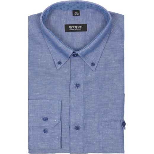 koszula martos 1850 długi rękaw custom fit niebieski