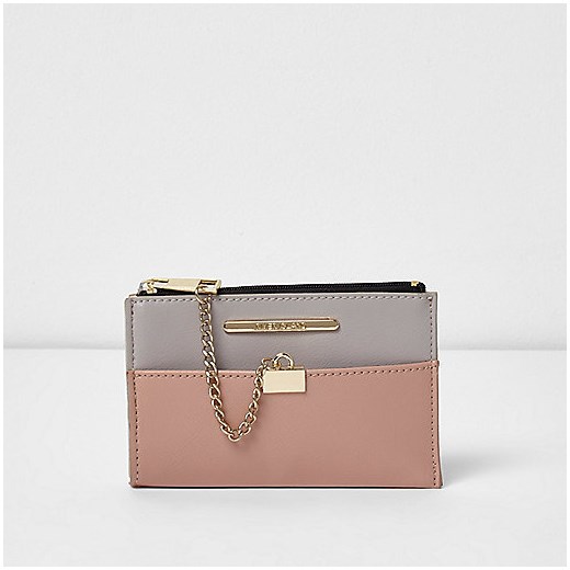 Pink and grey panel mini chain purse 