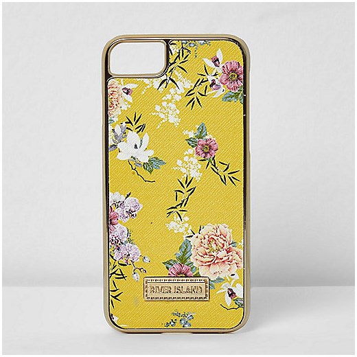 Yellow floral print vanity case bag 