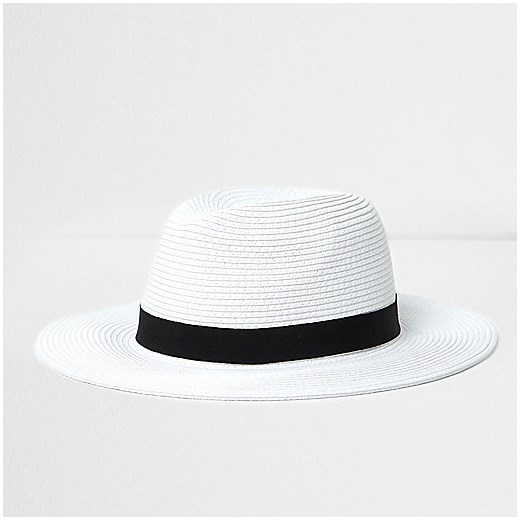 White straw fedora hat 