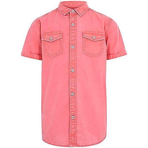 Boys red washed short sleeve shirt   River Island  