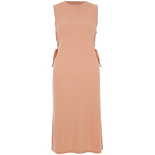 Light pink lace-up side fitted dress  River Island   