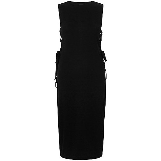 Black lace-up side bodycon dress   River Island  