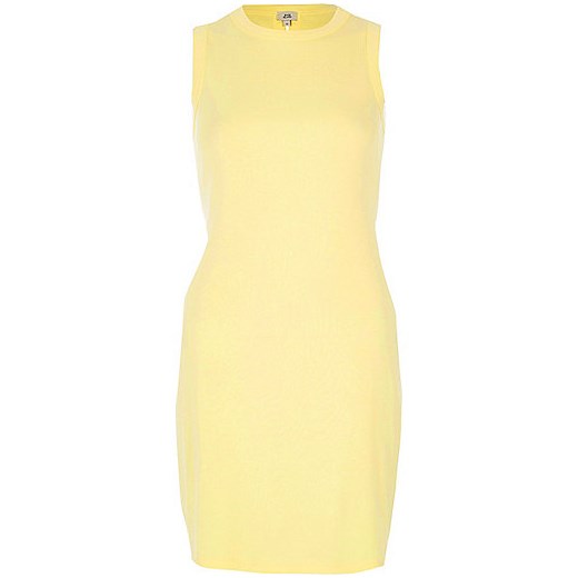 Yellow lace-up back bodycon dress   River Island  