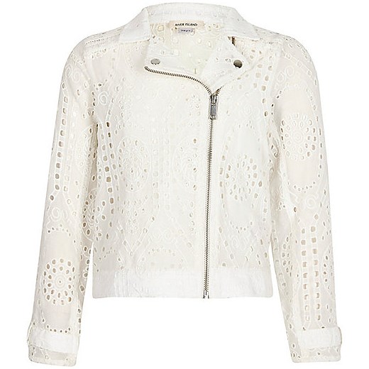 Girls white lace biker jacket 