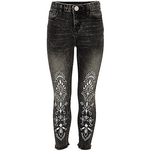 Girls black Amelie embroidered jeans 