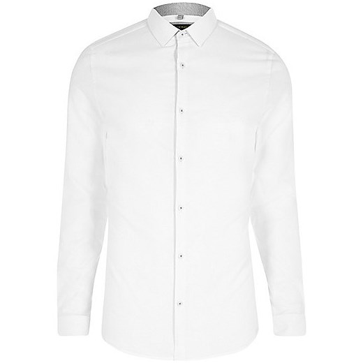 White textured semi cutaway skinny fit shirt   River Island  