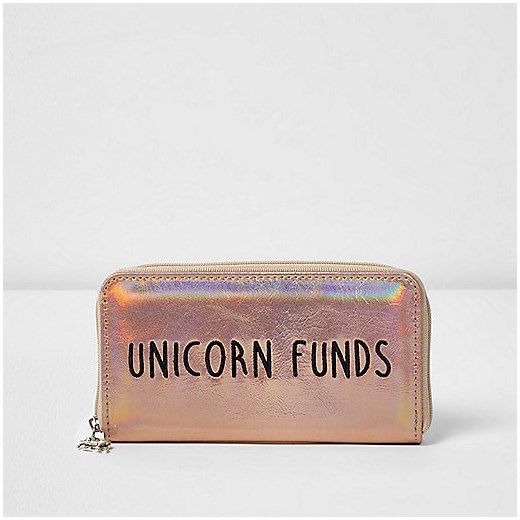 Girls gold ‘Unicorn Funds’ metallic purse 