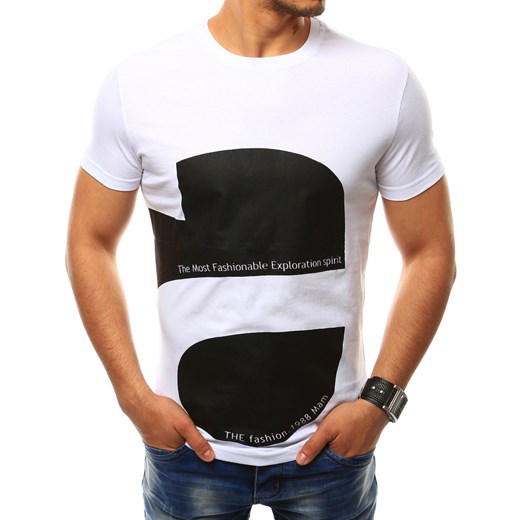 T-shirt męski z nadrukiem biały (rx2384)  Dstreet L 