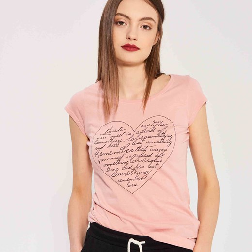 Sinsay - T-shirt z nadrukiem - Różowy rozowy Sinsay XL 
