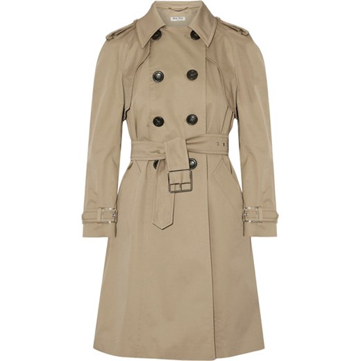 Belted cotton-blend gabardine trench coat Miu Miu   NET-A-PORTER