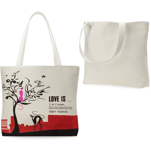 Płócienna eco torba shopperka młodzieżowa różne wzory - love is...