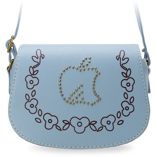 Mała listonoszka damska torebka z klapą ozdobne jety - niebieski