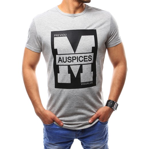 T-shirt męski z nadrukiem szary (rx2434)  Dstreet M 
