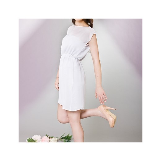 Transparentna biała sukienka trendsetterka-com  dzianina