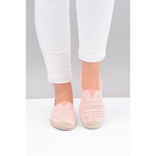 Damskie Koronkowe Espadryle Pudrowy Róż Softy bezowy 39 BUTOSKLEP.PL