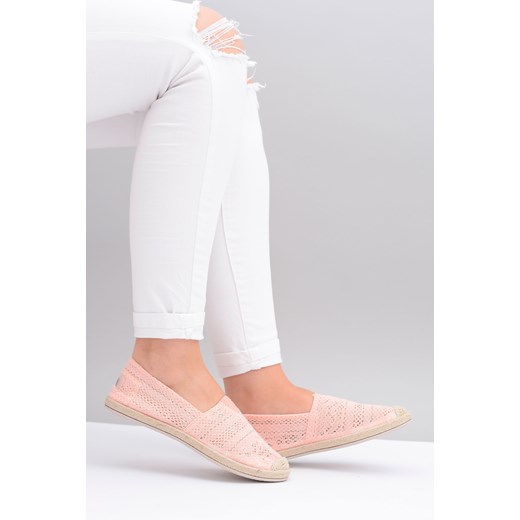 Damskie Koronkowe Espadryle Pudrowy Róż Softy bialy 37 BUTOSKLEP.PL