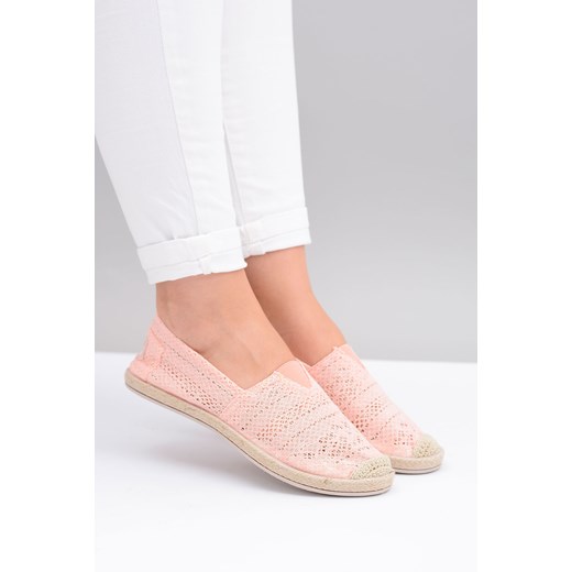 Damskie Koronkowe Espadryle Pudrowy Róż Softy bezowy 36 BUTOSKLEP.PL