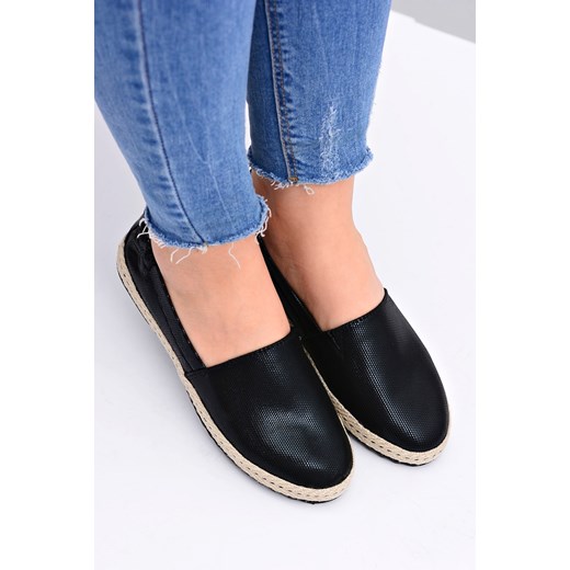 Czarne Damskie Espadryle Tenisówki Slip On Benita bezowy 40 BUTOSKLEP.PL