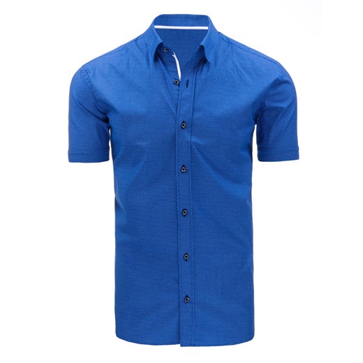 Koszula męska elegancka we wzory z krótkim rękawem niebieska (kx0781) Dstreet  XL 