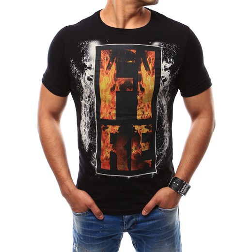 T-shirt męski z nadrukiem czarny (rx2500)  Dstreet L 