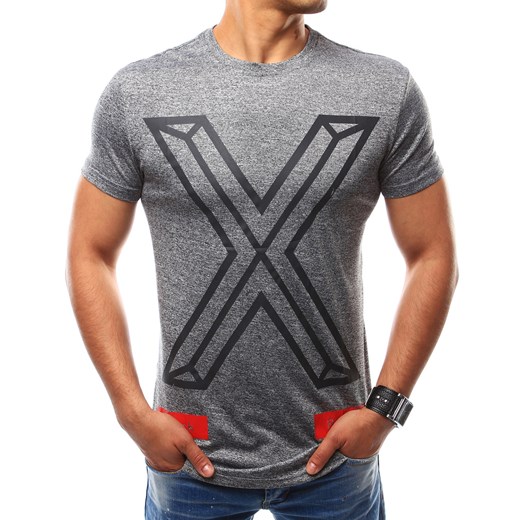 T-shirt męski z nadrukiem antracytowy (rx2559)  Dstreet L 