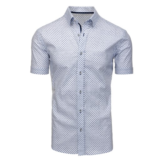 Koszula męska elegancka we wzory z krótkim rękawem biała (kx0786)  Dstreet L 