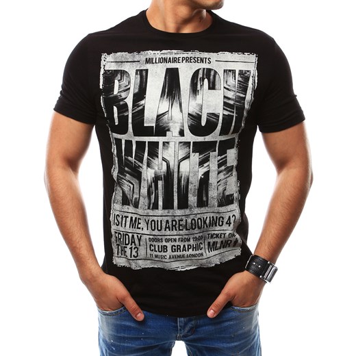 T-shirt męski z nadrukiem czarny (rx2486)  Dstreet M 