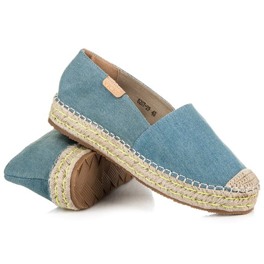JEANSOWE ESPADRYLKI NA PLATFORMIE mietowy Czasnabuty.pl 36 okazyjna cena  