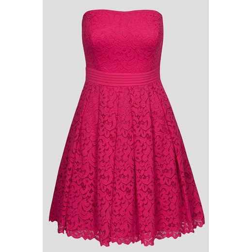Koronkowa sukienka z odkrytymi ramionami rozowy Orsay 42 orsay.com