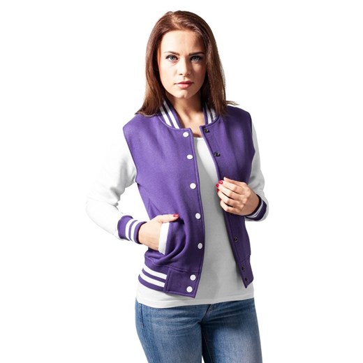 Ladies 2-Tone College Sweatjacket Purple White TB218