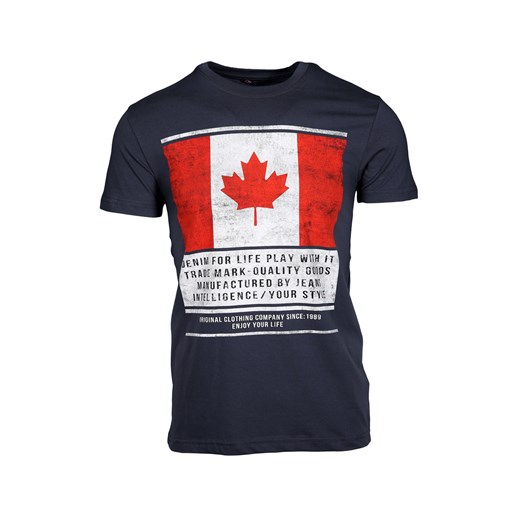 Koszulka z printem CANADA granatowa czarny Exit M MODOLINE.PL