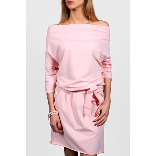 Sukienka dzianinowa LOLLY różowa bezowy Vaya L/XL MODOLINE.PL