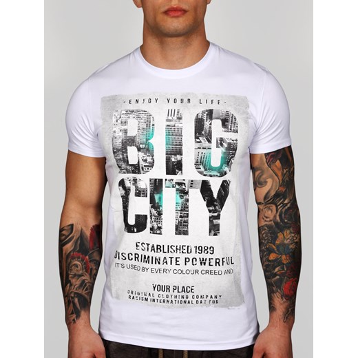Koszulka z printem BIG CITY biała Exit fioletowy XXL MODOLINE.PL