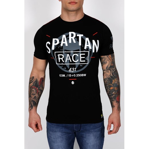 Koszulka z printem SPARTAN RACE czarna Exit czarny L MODOLINE.PL