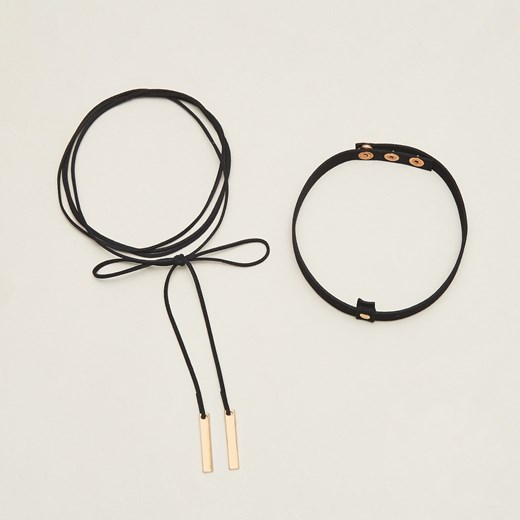 Cropp - 2 pack chokerów - Czarny Cropp bezowy One Size