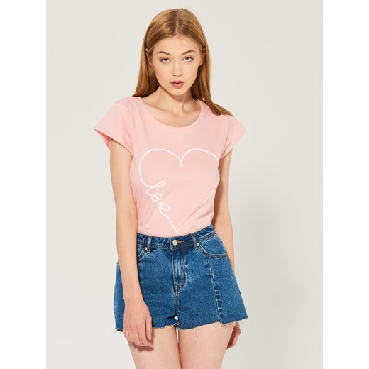 Sinsay - T-shirt ze wzorem - Różowy Sinsay bezowy M 